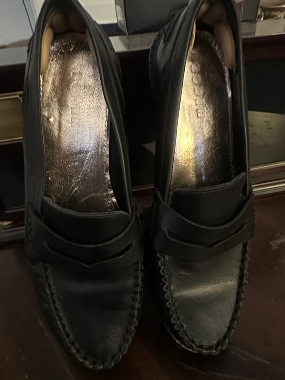 Boden Black Leather Penny Loafers for Women